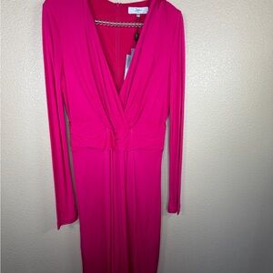 Issa London Fuchsia Long-Sleeve Wrap Dress